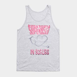 Superhero Nurse In Scrubs Glitter Tank Top